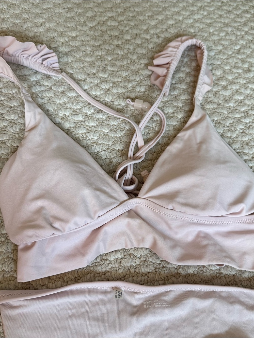 aerie Light Pink Ruffle-Strap Triangle Bralette